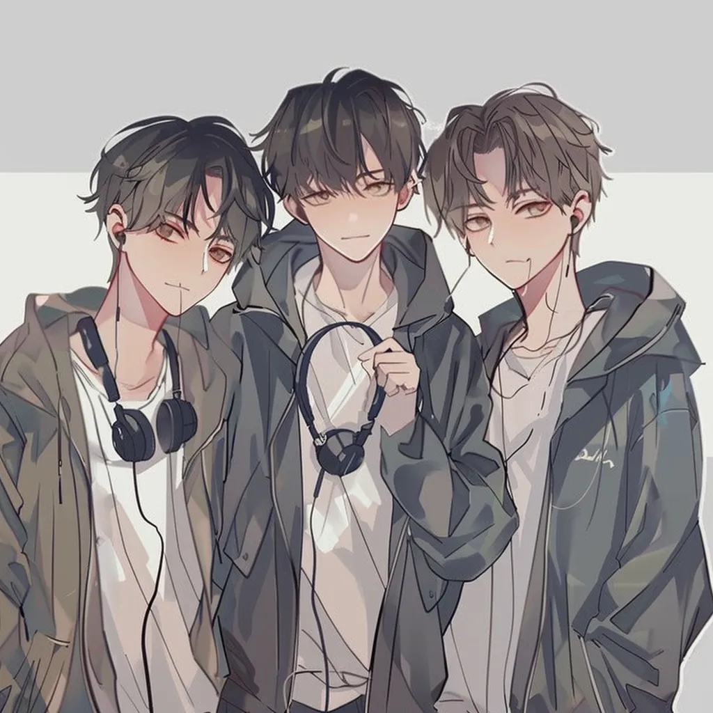 trio anime pfp trio, hoodie, boys, kpop, study
