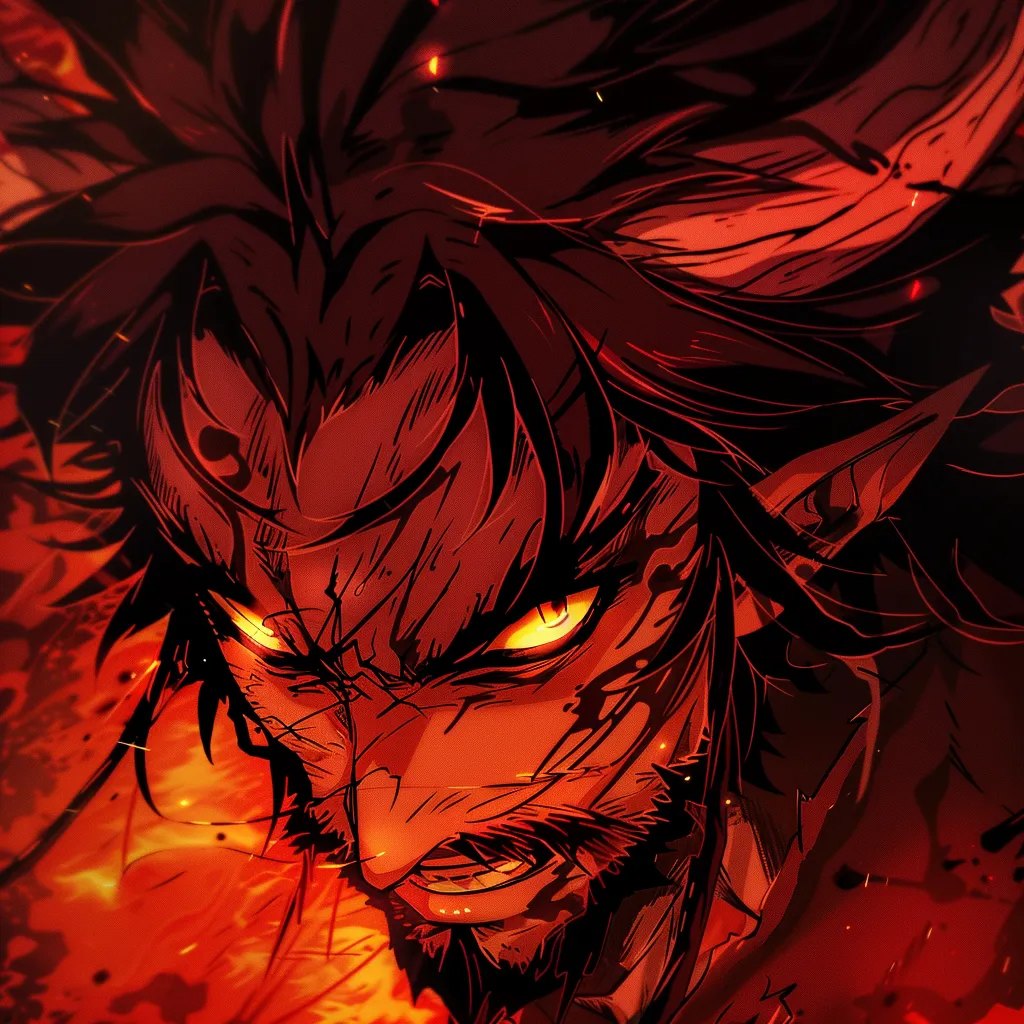 king anime pfp kirhima, rengoku, angry, demon, rage