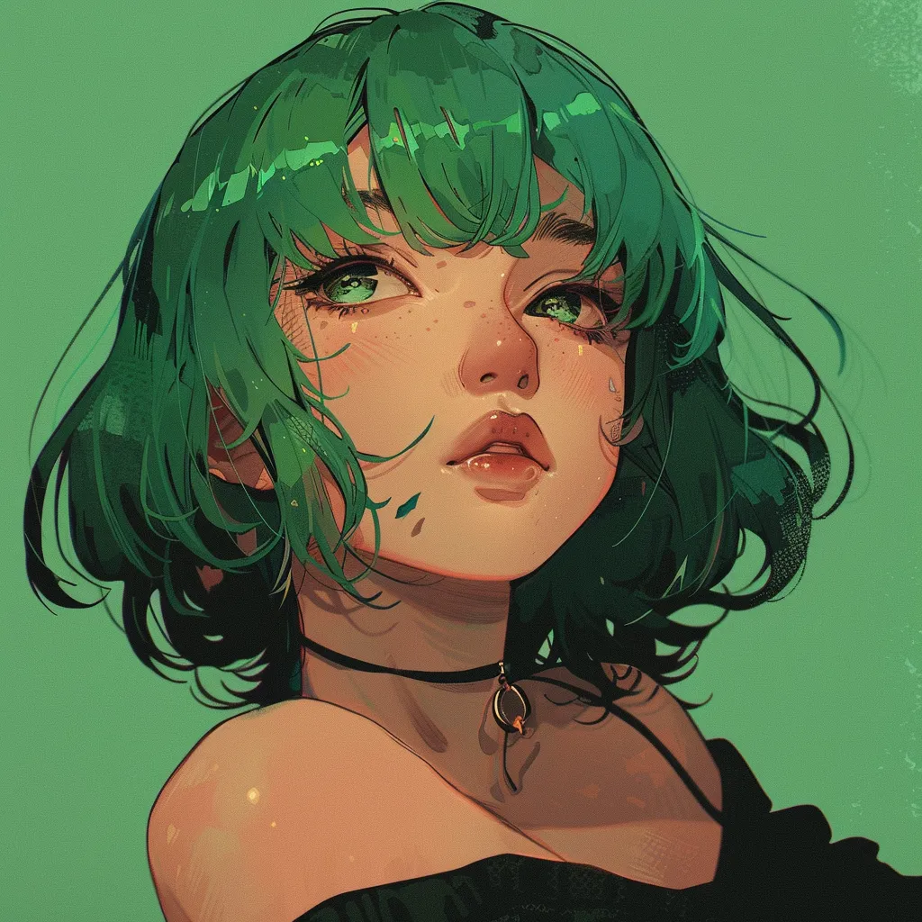 green anime pfp aesthetic