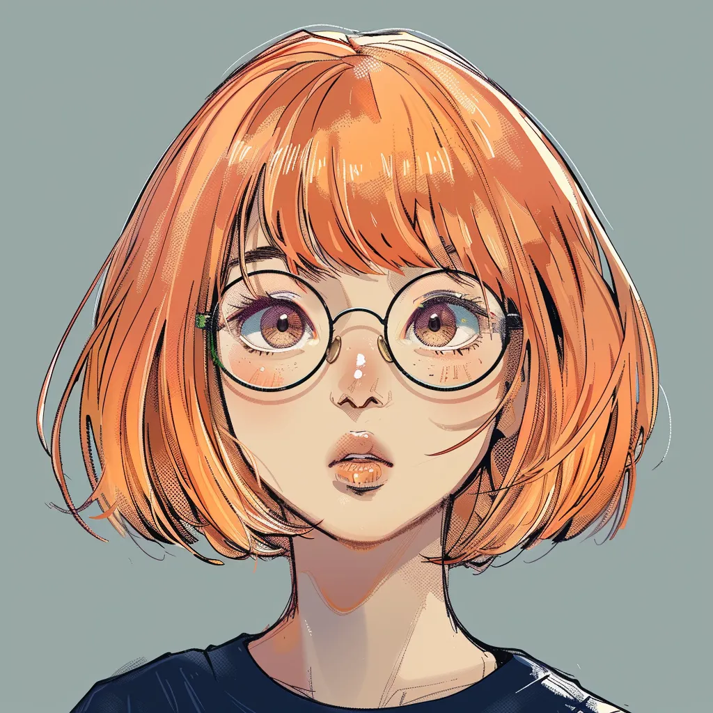 simple anime pfp study, glasses, girl, nami, hair