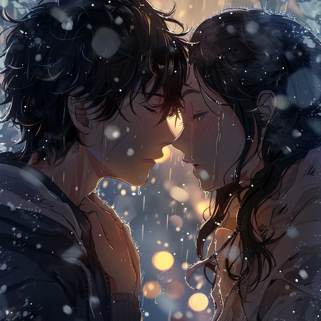 love anime pfp kissing, rain, winter, zenitsu, cold