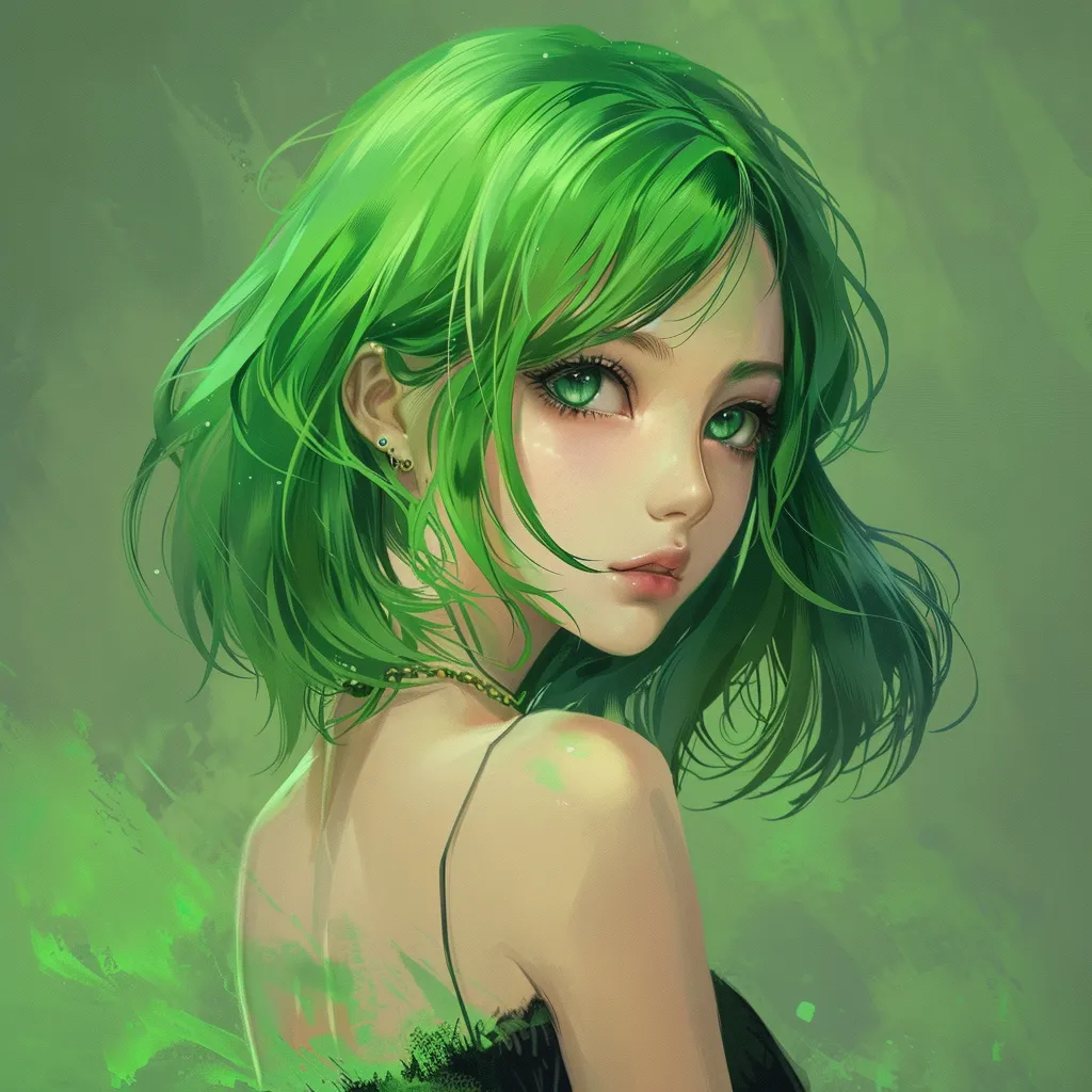 green anime pfp girl