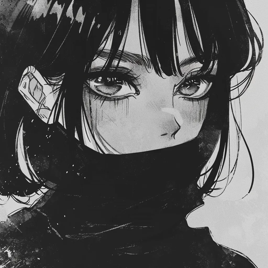 black and white anime pfp aesthetic