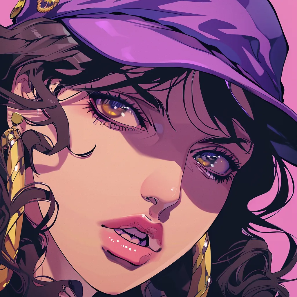 jojo anime pfp violet, uta, junji, ramona, purple