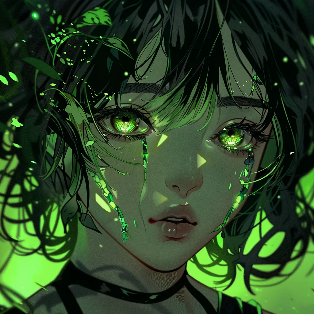 green anime pfp girl