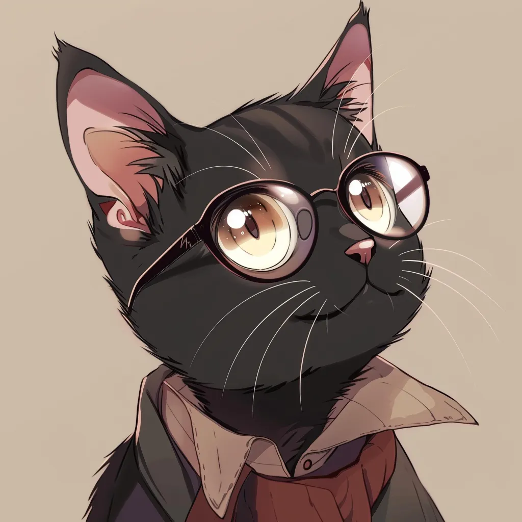 cat anime pfp nerd, cat, glasses, kitty, miko