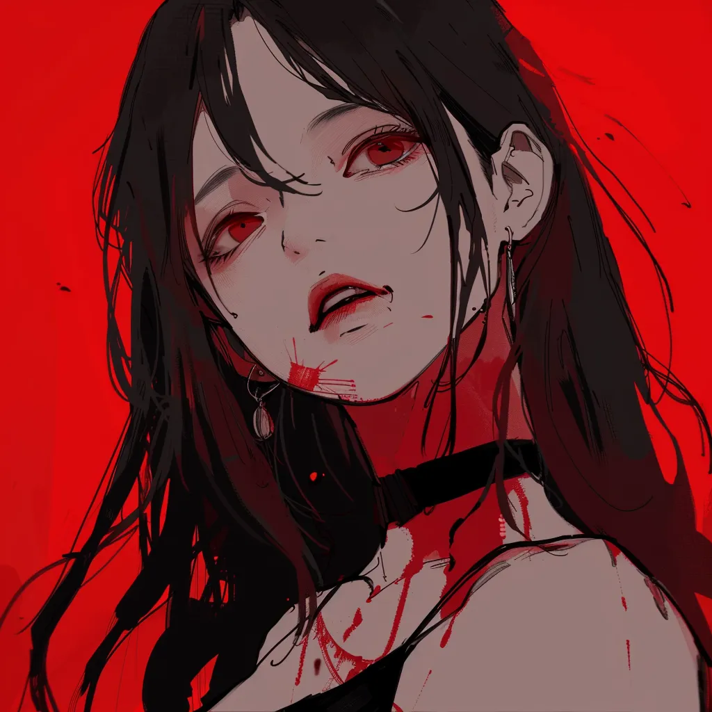 bloody anime girl pfp aesthetic