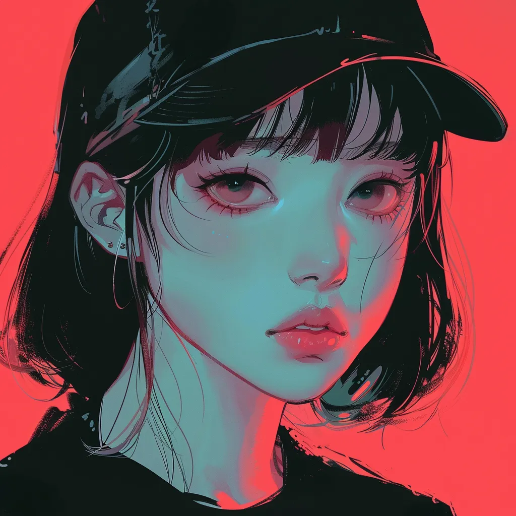 anime icons aesthetic neon, study, uta, lofi, girl