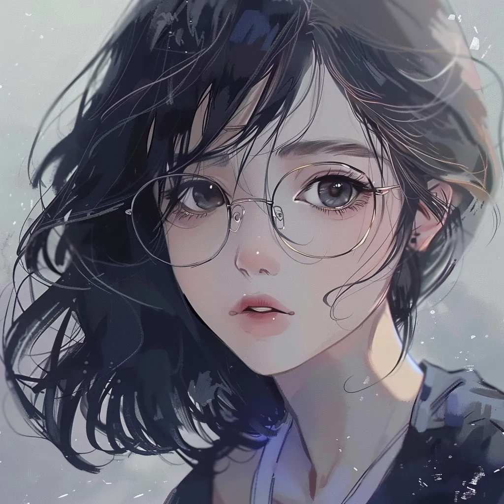 anime pfp with mask glasses, winter, tear, study, unknown