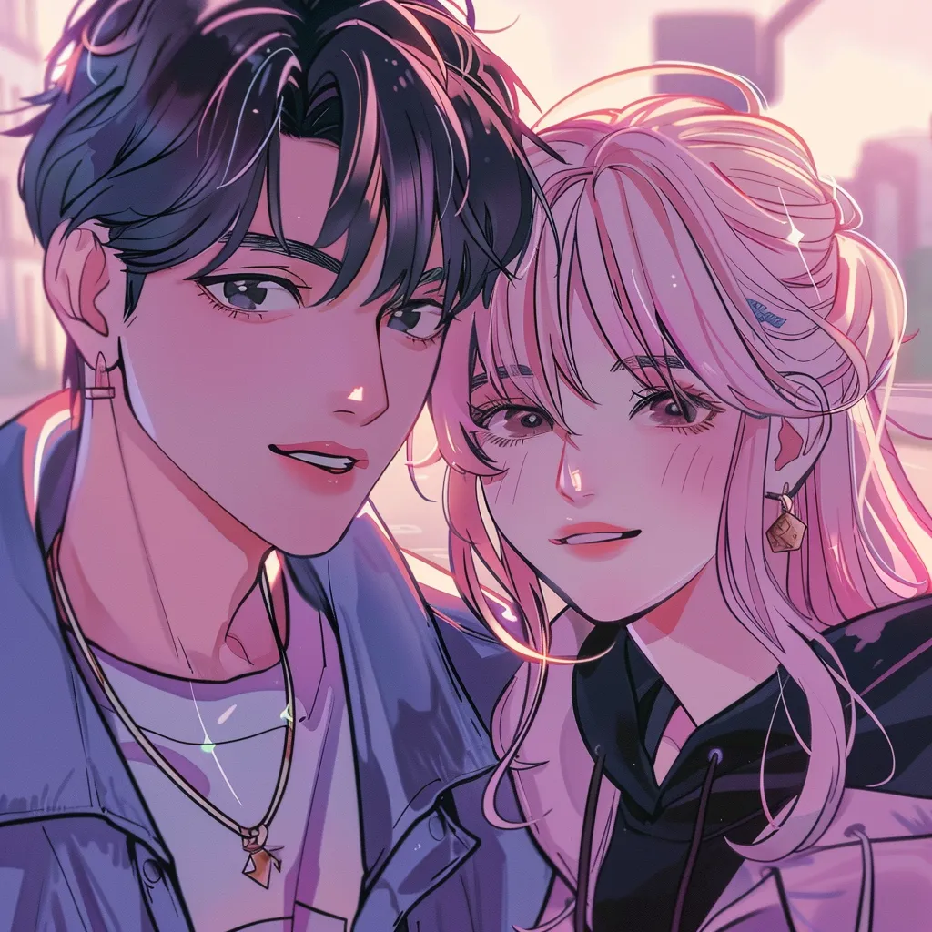 anime pfp for couples couple, tear, they, pastel, pink