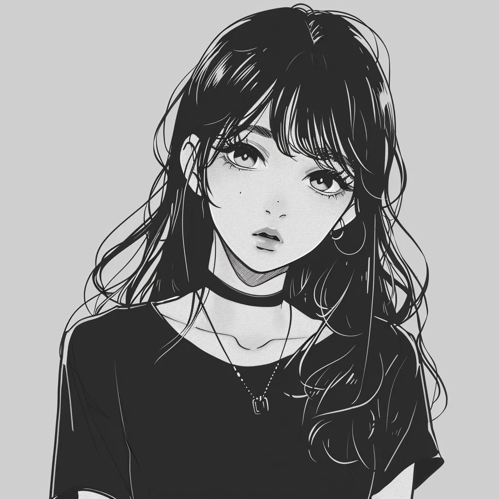 cute anime black and white pfp