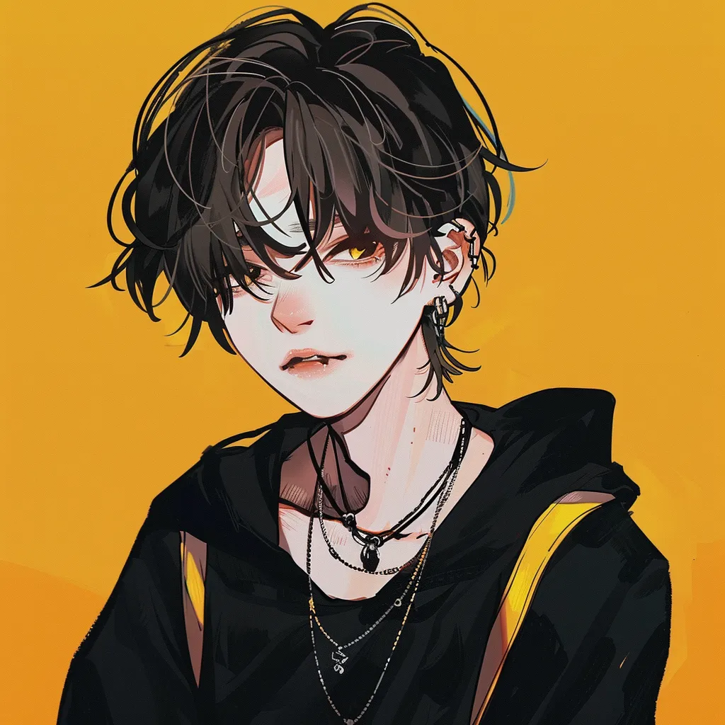 tiktok pfp anime stray, goth, uta, muichiro, yellow