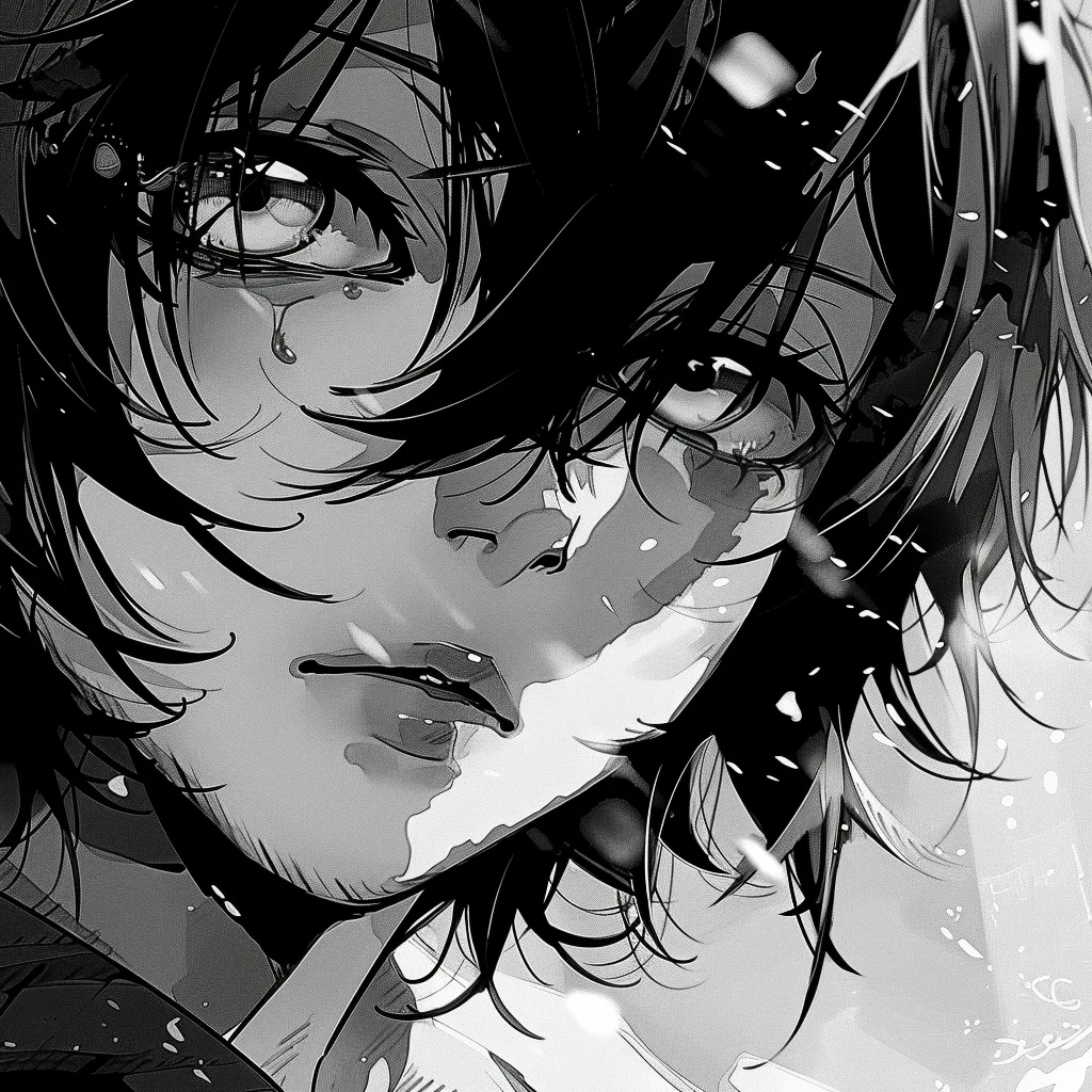 cool anime pfp black and white