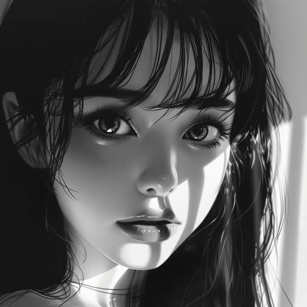 black and white anime pfp 4k