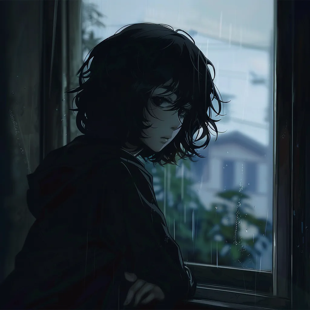 lonely anime pfp lofi, rain, stray, lonely, unknown