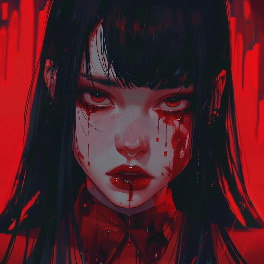 bloody anime girl pfp aesthetic