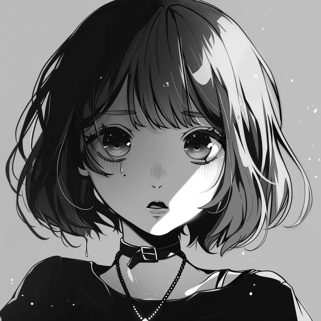 cute anime pfp black and white