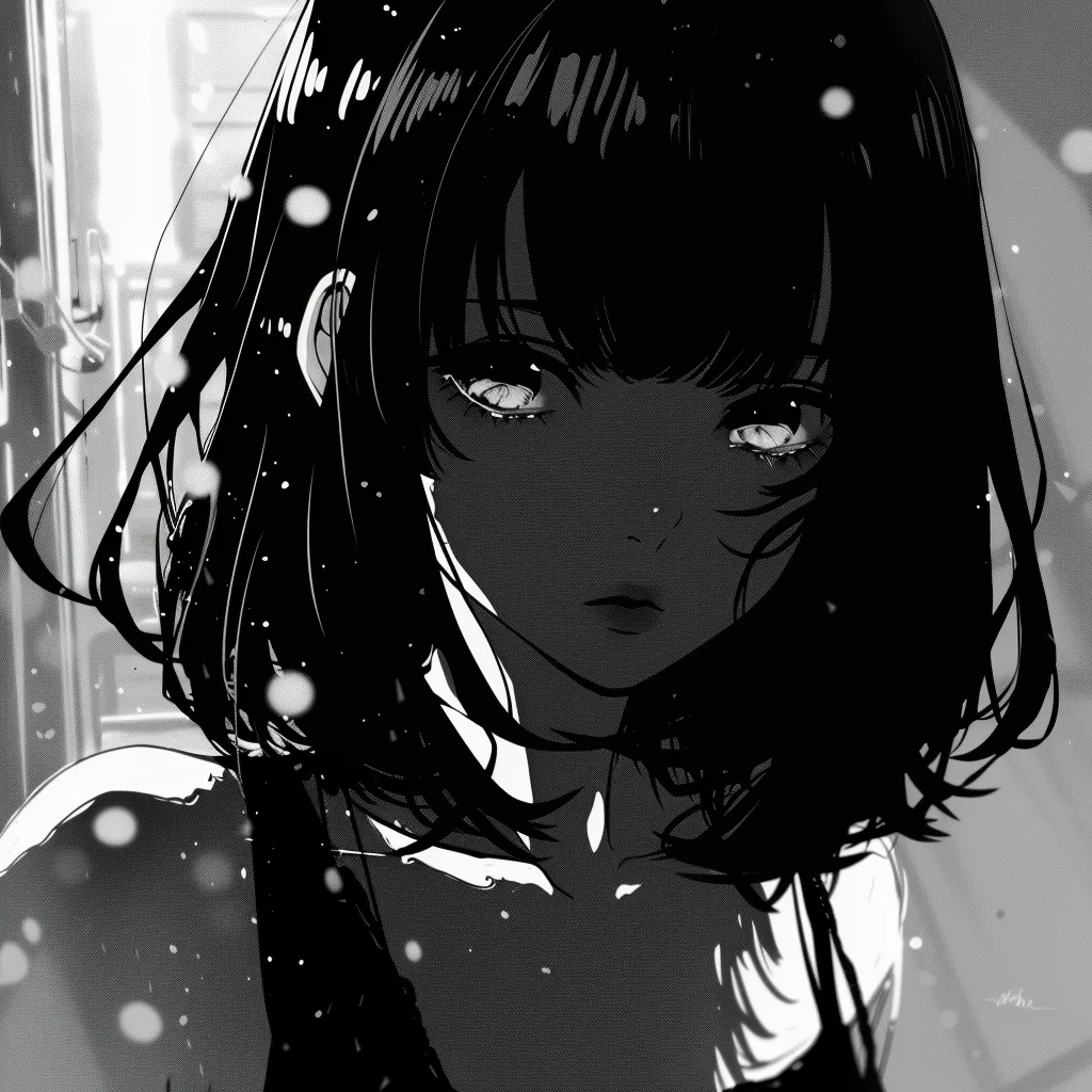 anime black and white pfp 