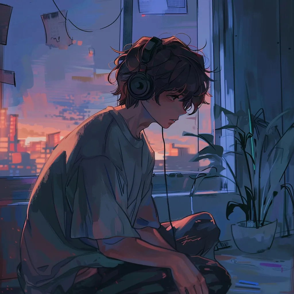 lonely anime pfp lofi, study, stray, lonely, unknown