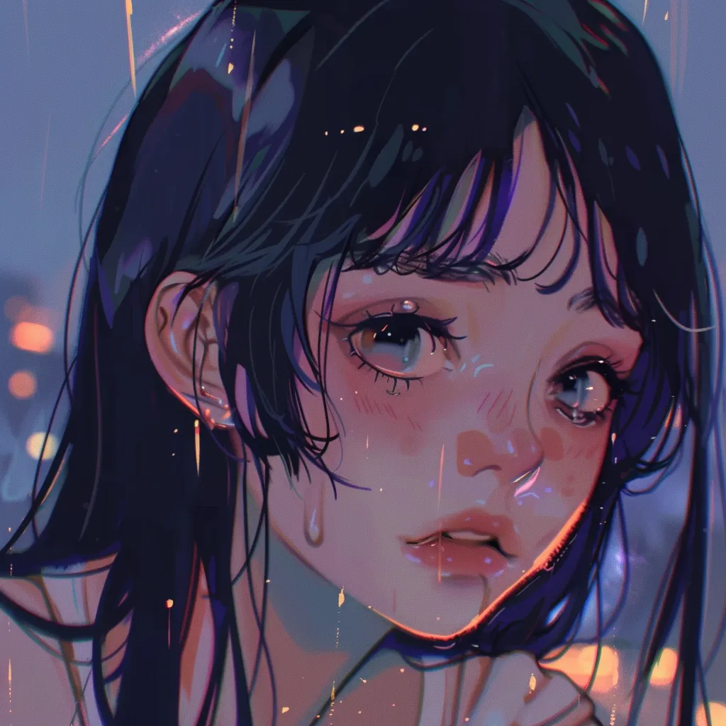 anime icons aesthetic rain, tear, stray, lofi, study