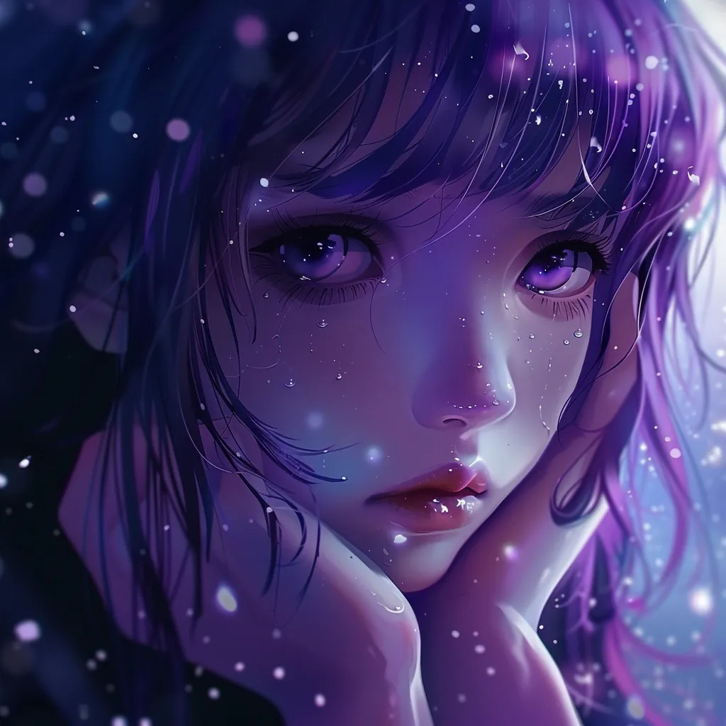 anime pfp meaning violet, purple, tear, unknown, luka
