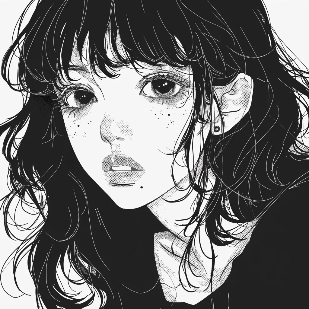 girl anime pfp black and white