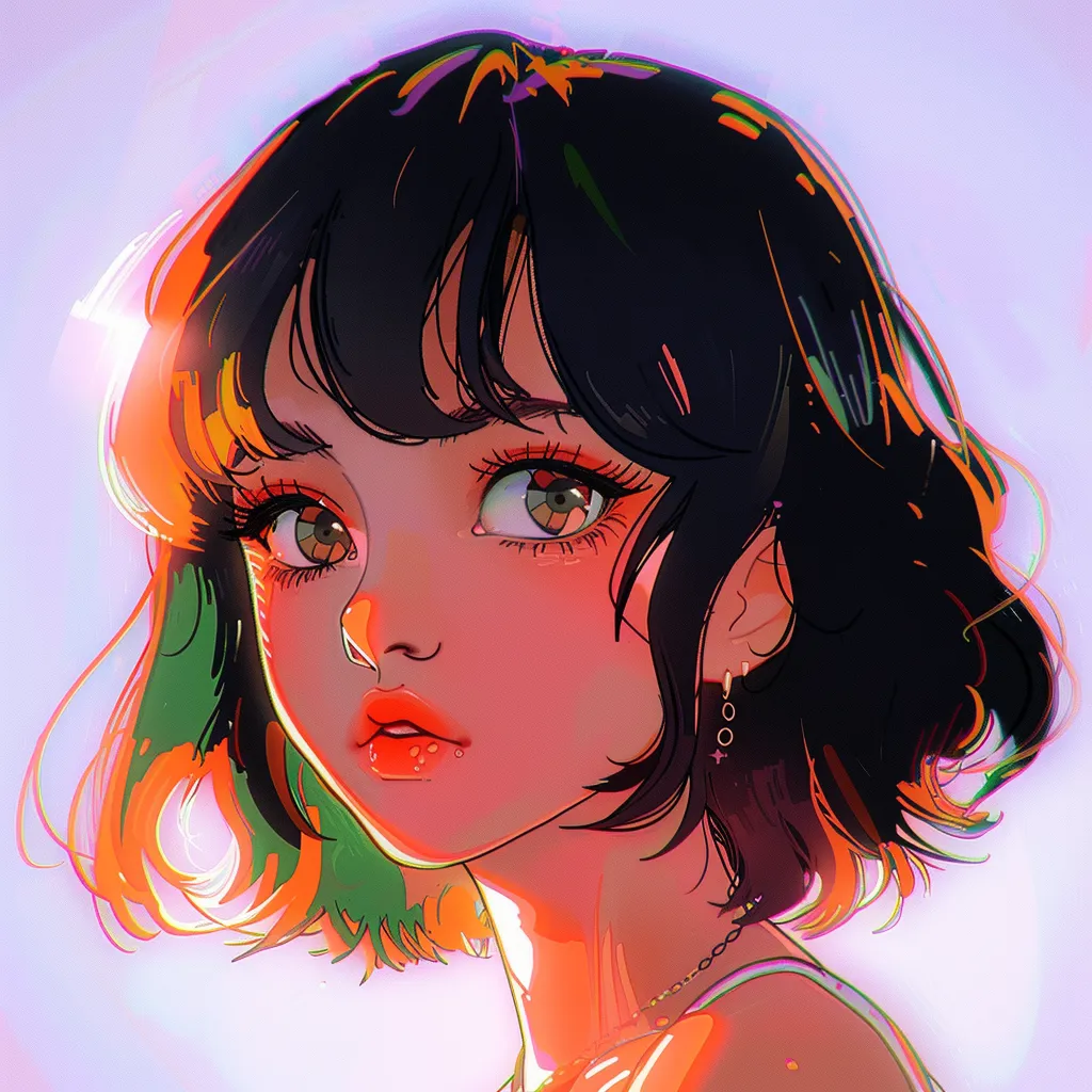 custom anime pfp neon, girl, study, light, tear