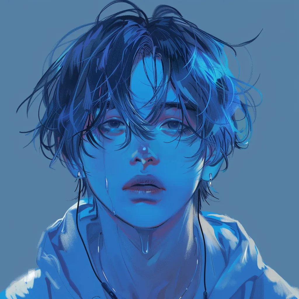 blue anime pfp  boy