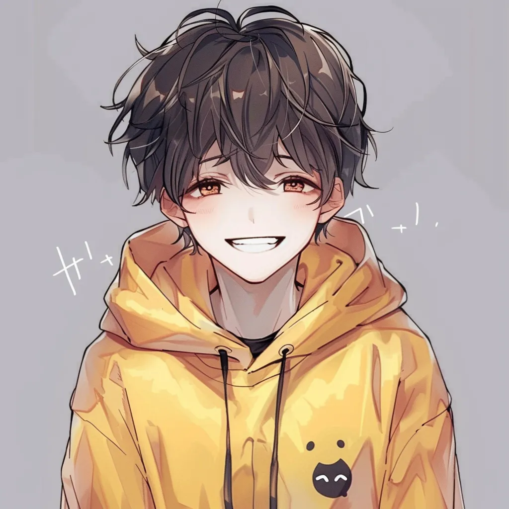 happy anime pfp hoodie, smile, yellow, otter, pompompurin