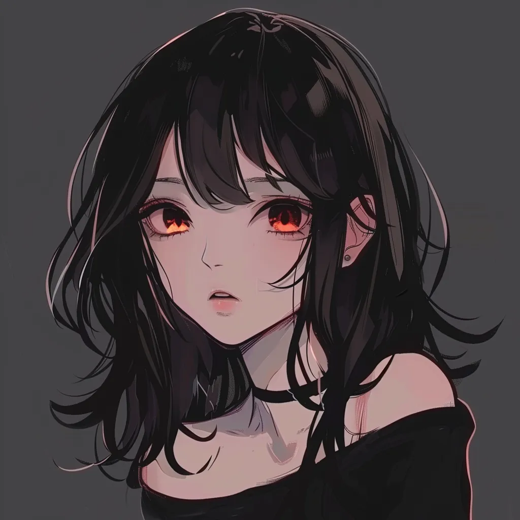 dark cute anime girl pfp