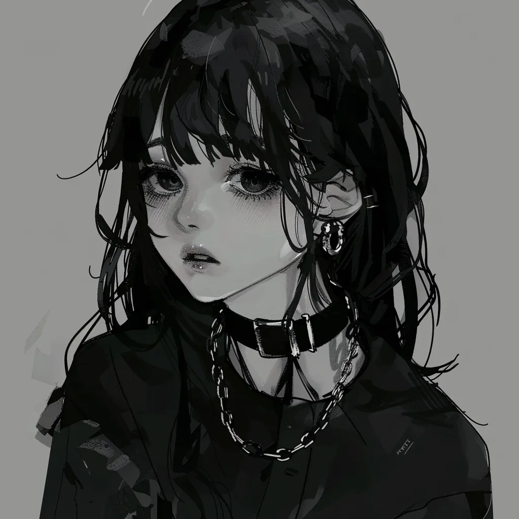 dark aesthetic anime pfp girl