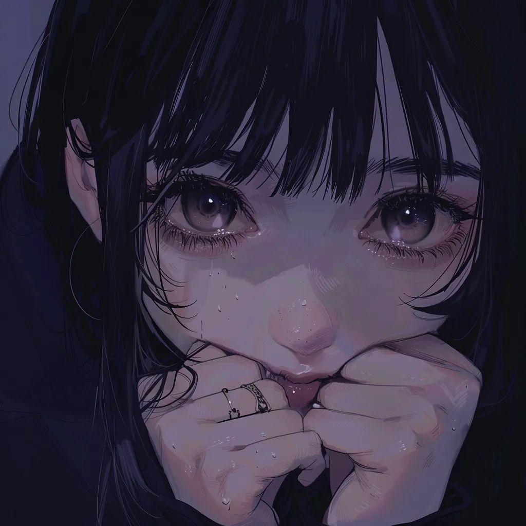 sad anime pfp girl