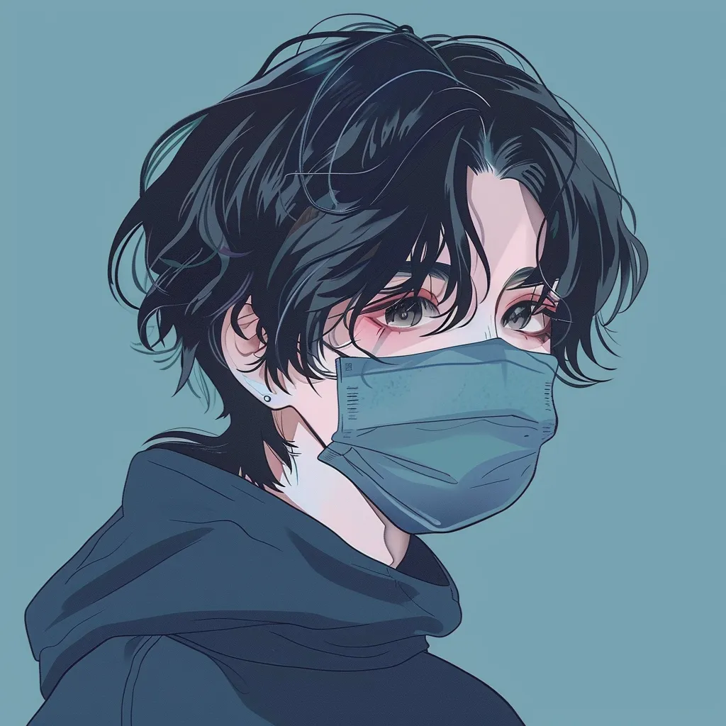 anime pfp with mask eren, junji, mask, zepeto, cold