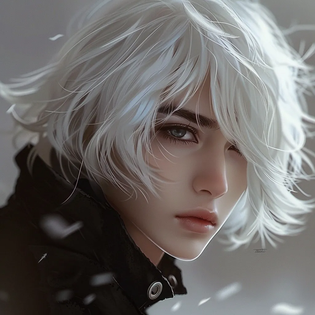 white hair anime pfp boy