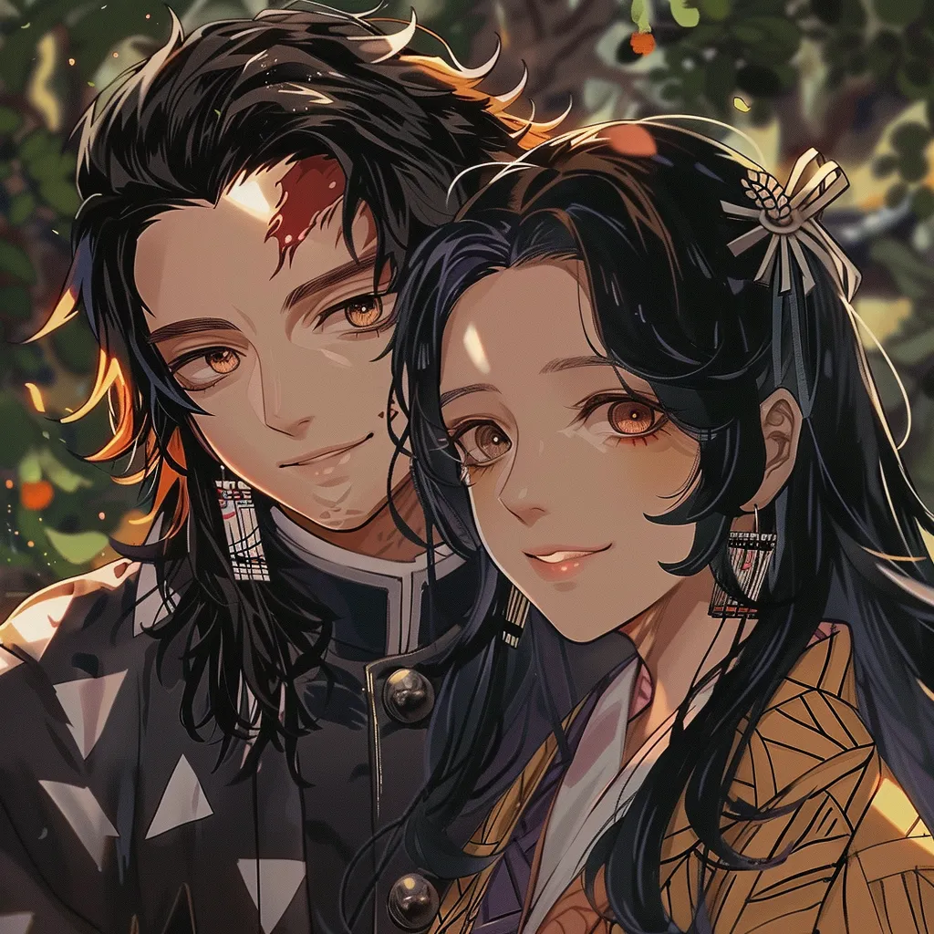 demon slayer matching icons nezuko, couple, qiqi, uta, they