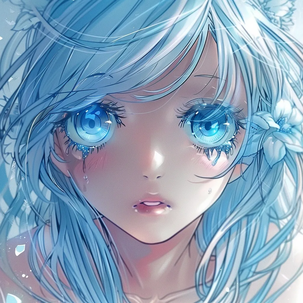 light blue anime pfp ice, tear, cinnamoroll, hatsune, miku