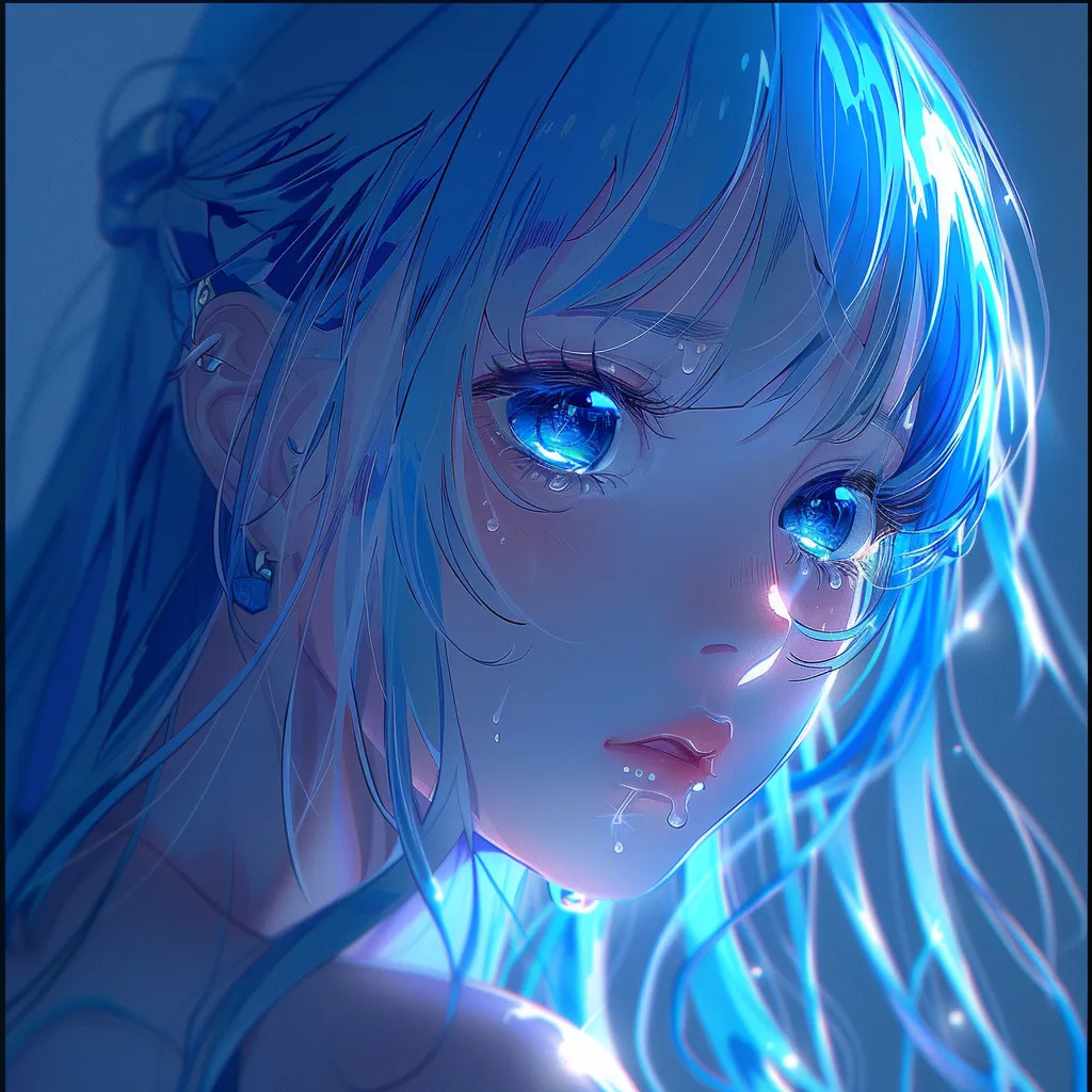 girl anime pfp blue