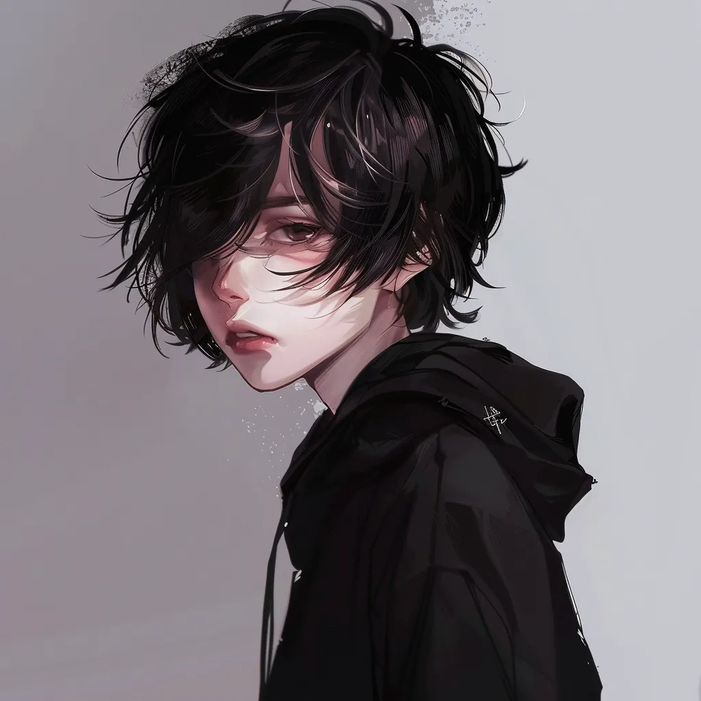 black hair pfp boy