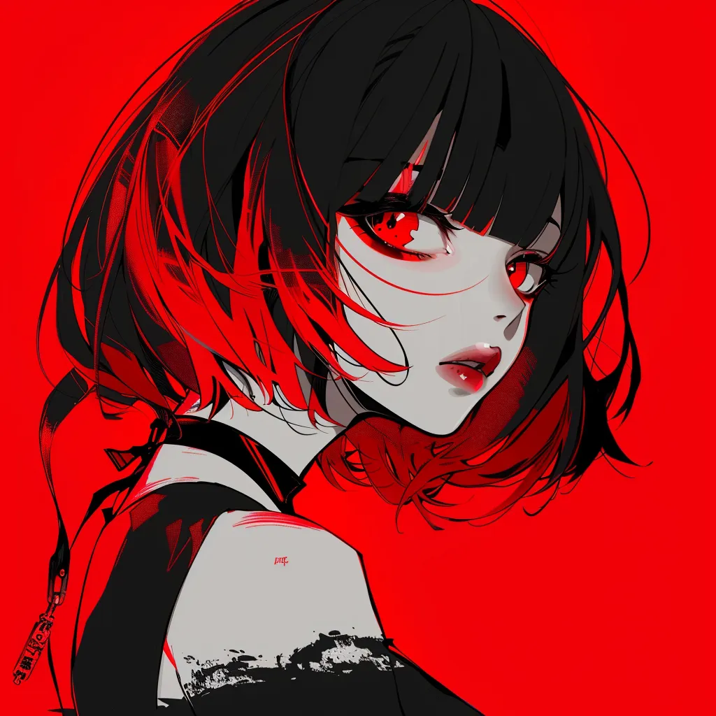 red and black anime pfp red, himiko, kuromi, vampire, uta