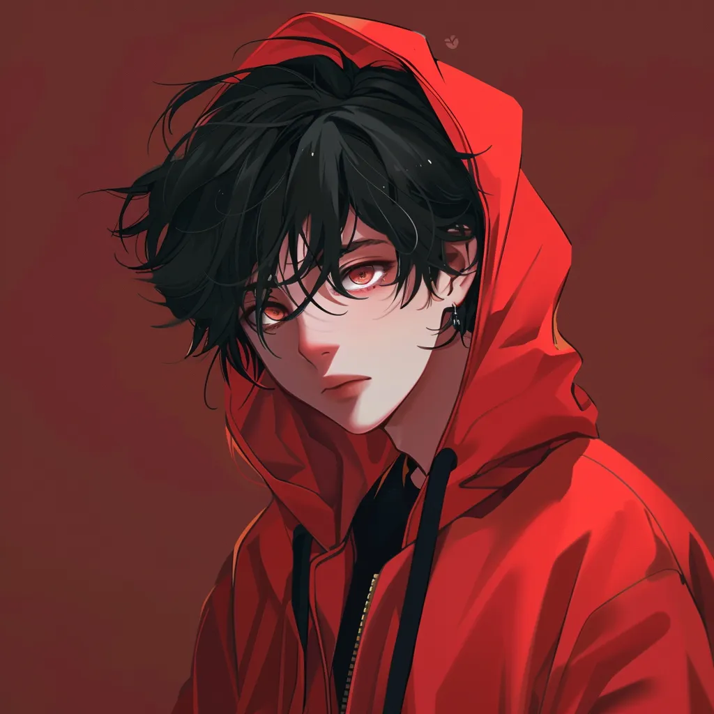 red anime pfp boy