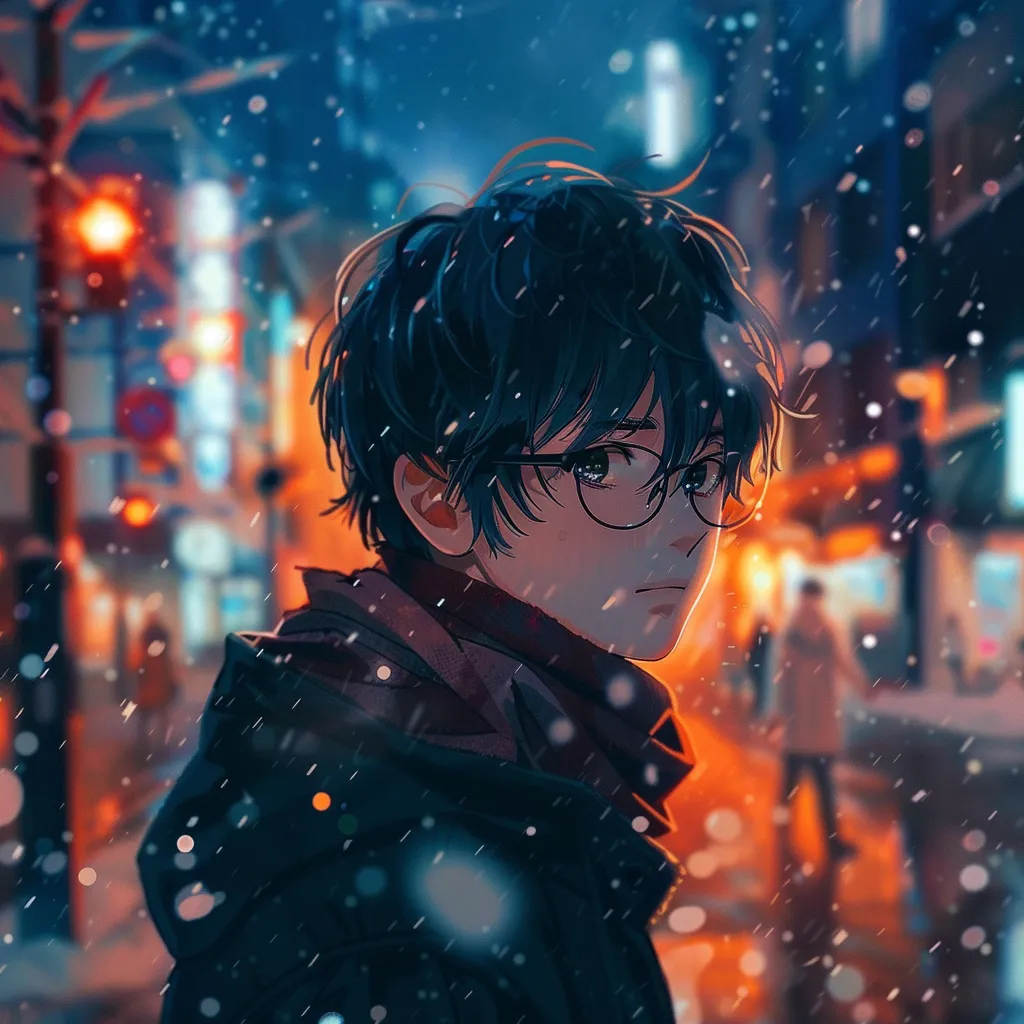 best anime pfp 4k winter, lofi, cold, rain