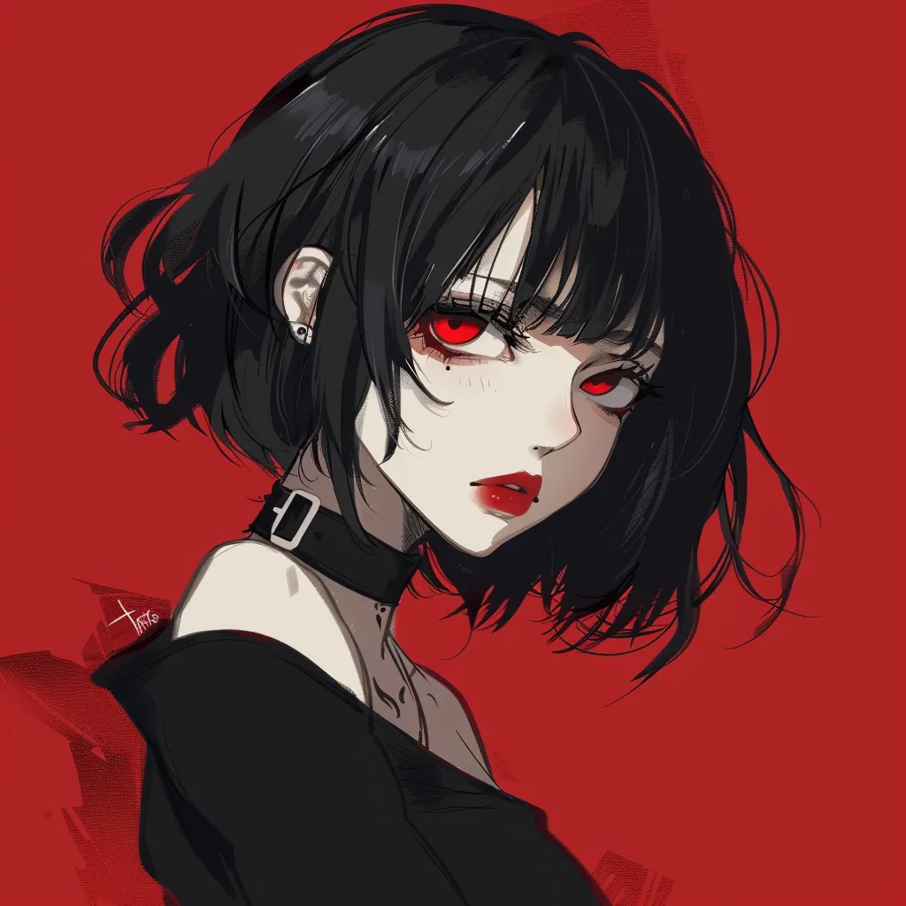 red and black anime pfp kuromi, vampire, uta, himiko, junji