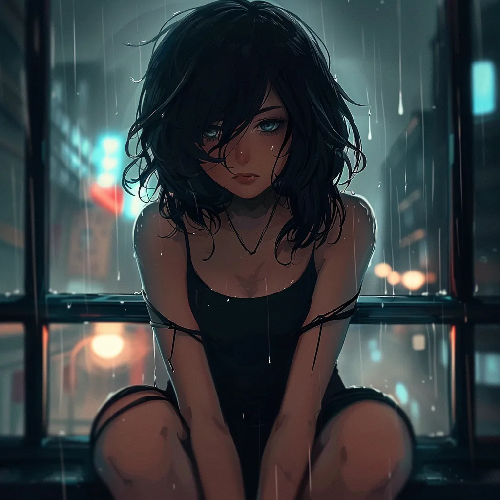 depressed anime pfp girl
