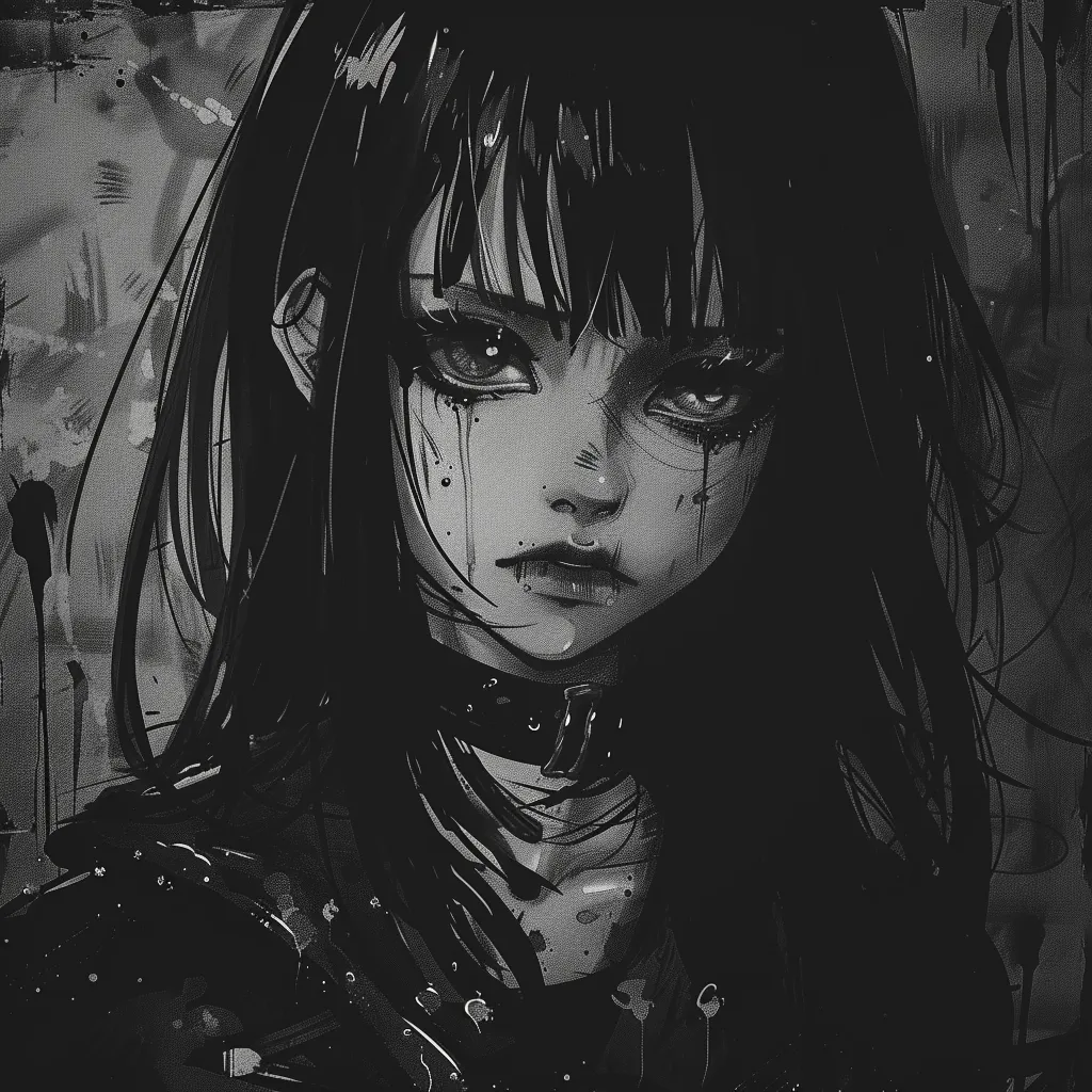 dark grunge anime girl pfp