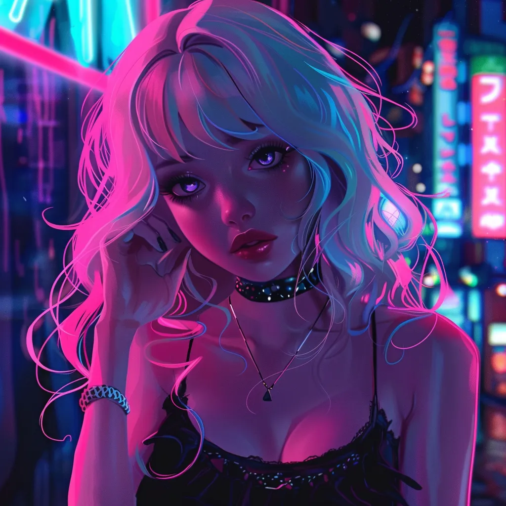 neon anime pfp neon, kuromi, junji, lofi, aesthetic