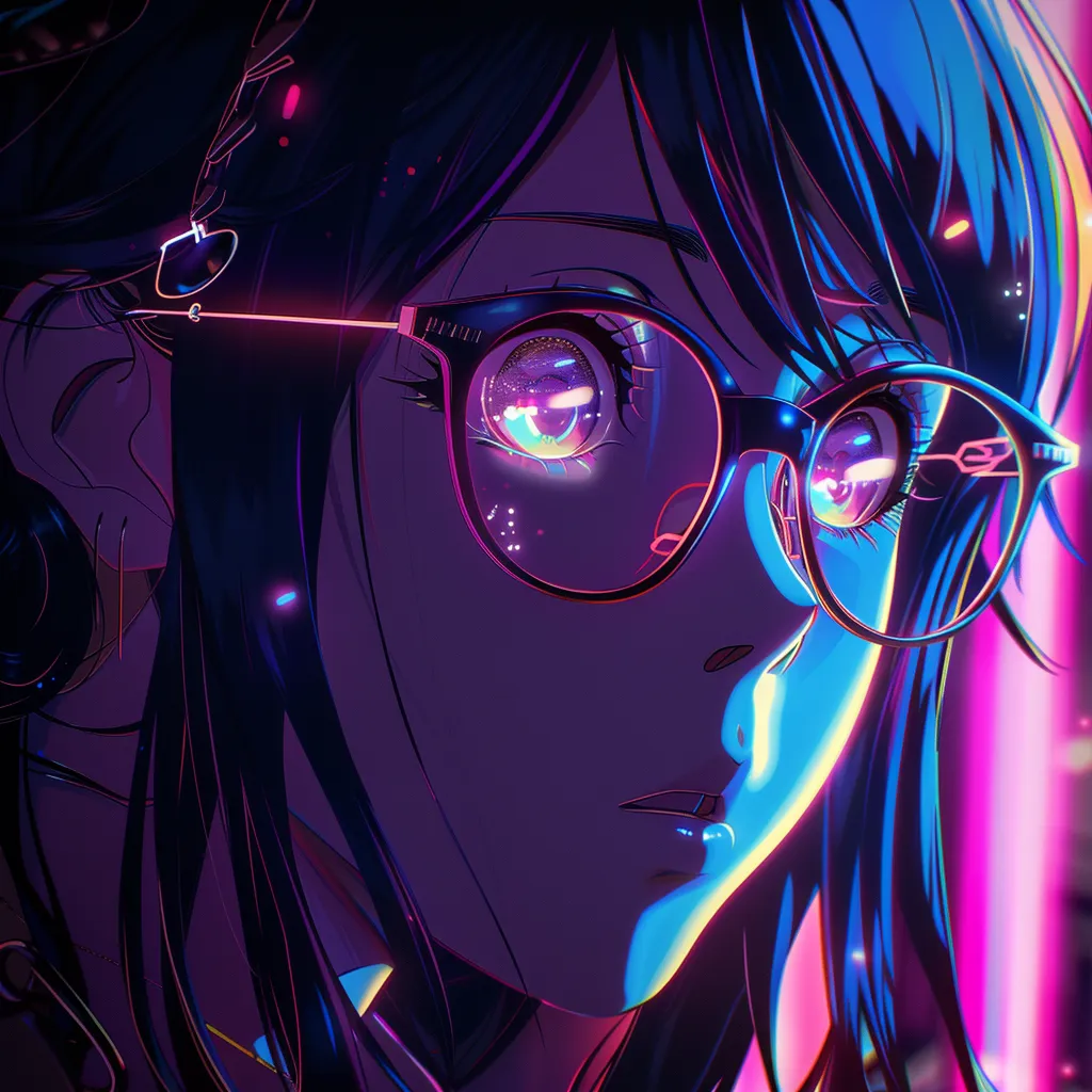 cool anime pfp 4k nico, aesthetic, glasses, neon, uta