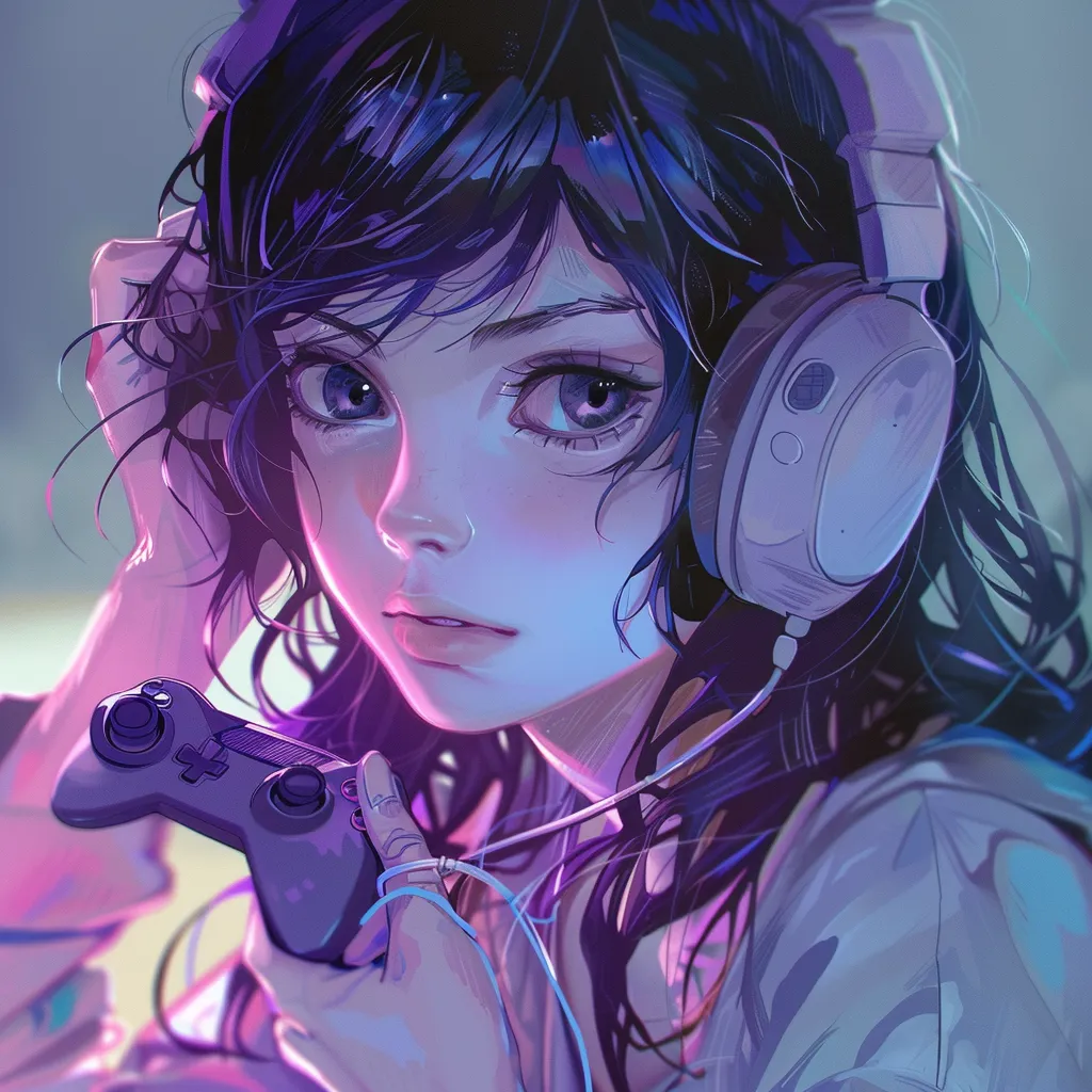 xbox 360 anime pfp headphones, nico, nezuko, lofi, uta