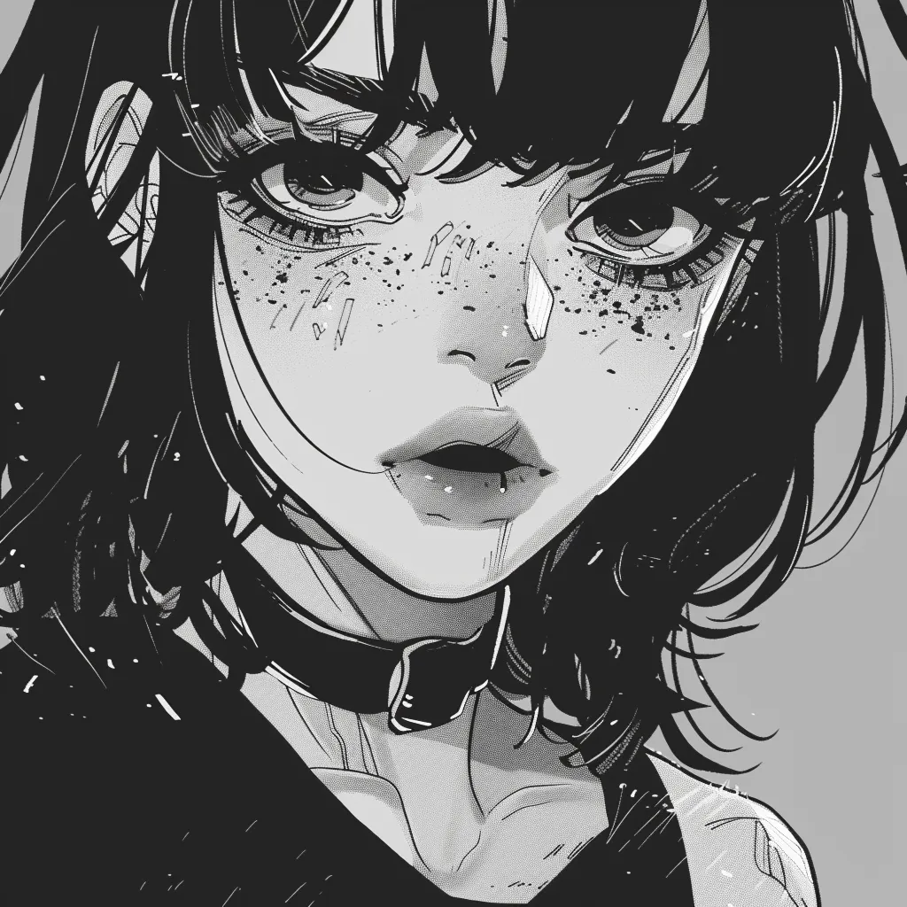 cool anime black and white pfp