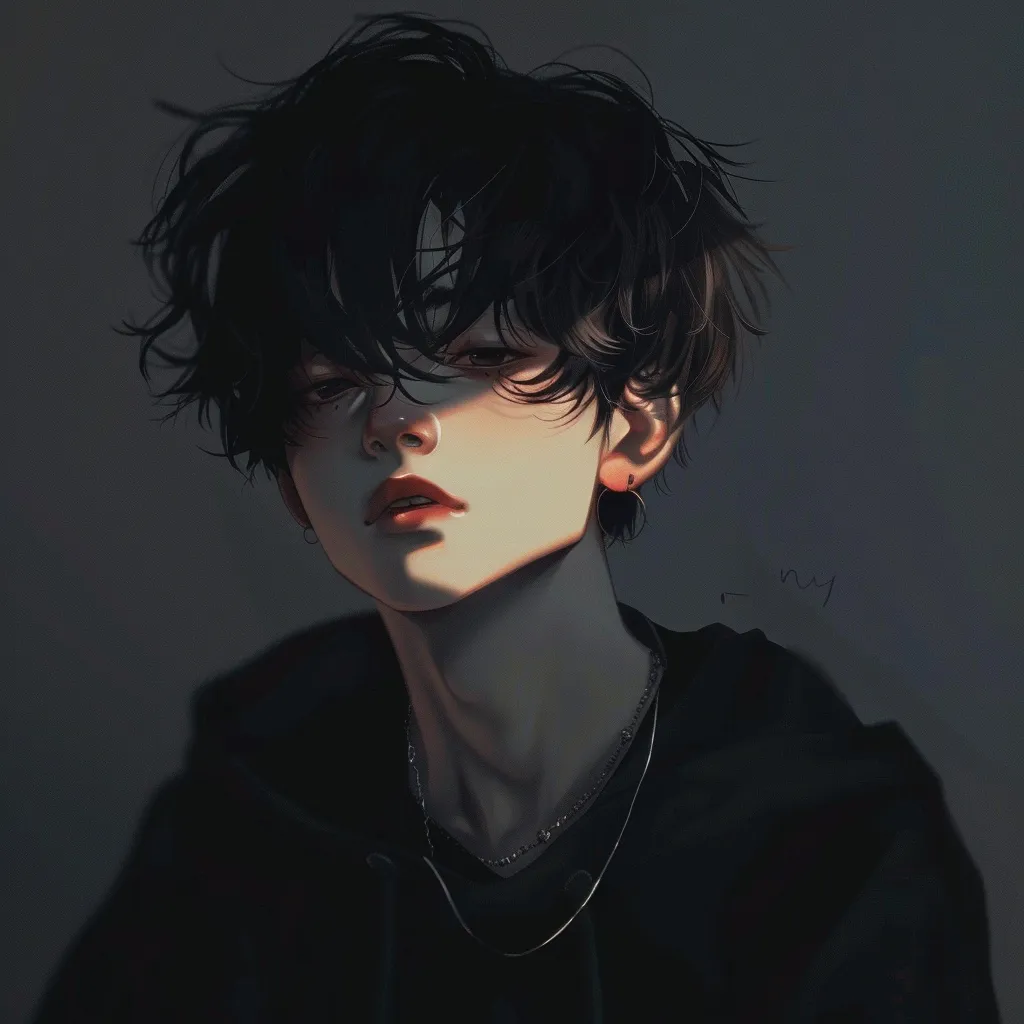 dark aesthetic anime pfp boy