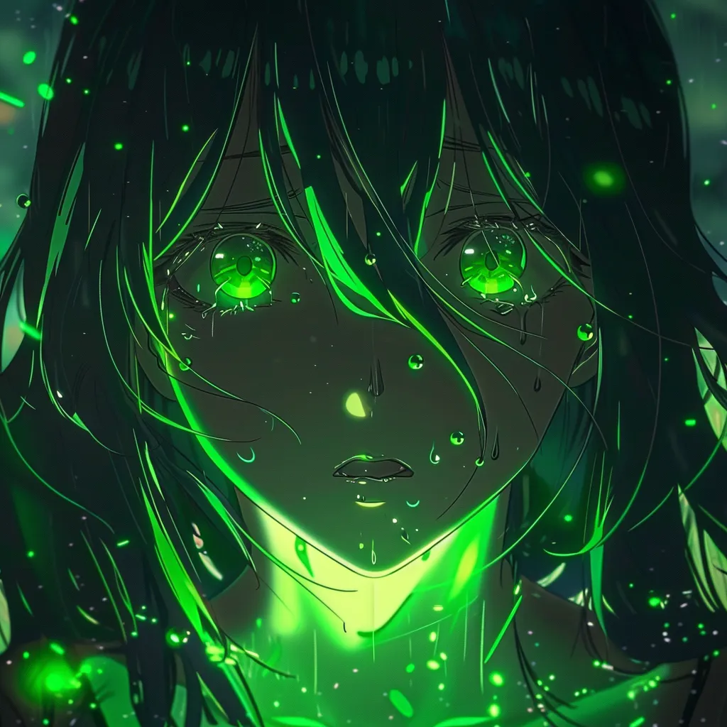 glowing green anime pfp